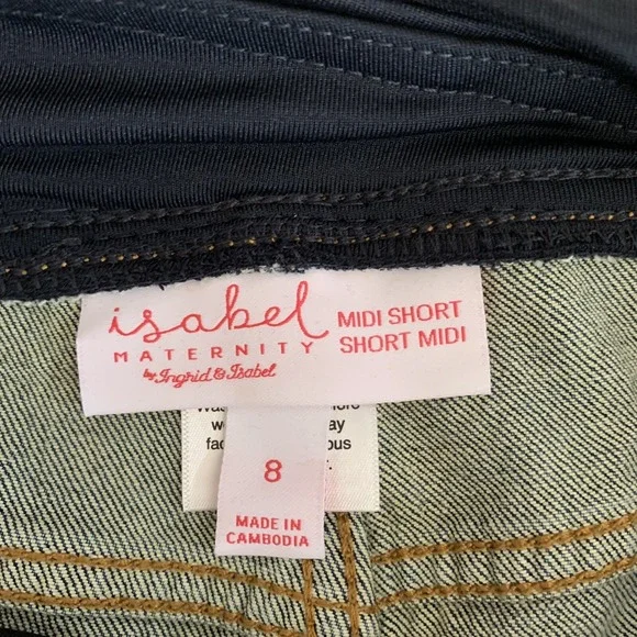 Isabel Maternity Shorts Size 8 Blue Jean Maternity Shorts Crossover Panel NWT - Picture 5 of 12